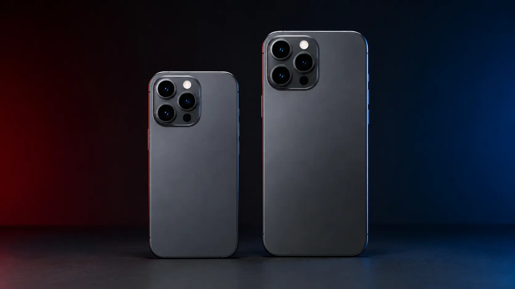 Editorial comparison illustration for iPhone 18 Pro Max and iPhone 17 Pro Max