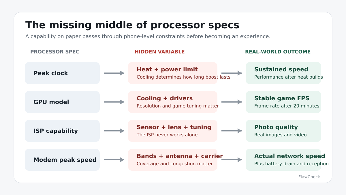 Processor specifications pass through hidden phone-level constraints before producing real-world outcomes